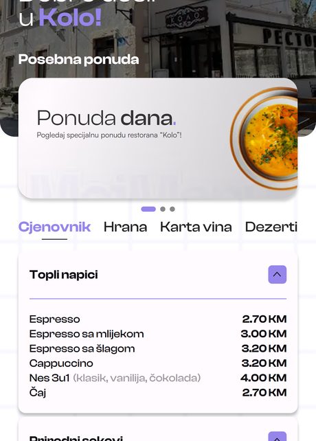 Cjenovnik sa cijenama